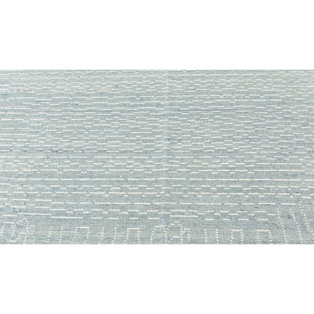 Large Contemporary Blue & White High-Low Wool Rug with Fretwork Design by Doris Leslie Blau Size: 16'2" × 22'6" (492 × 685...