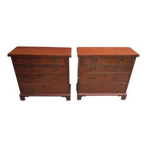 Pair Early 20th Century Manor House Mahogany Bachelor's Secretary Chests