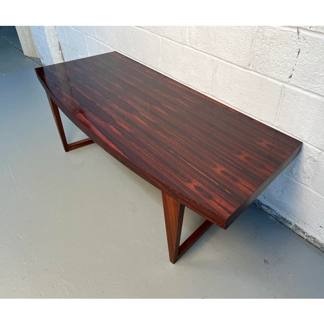 Mid 20th Century Curved Danish Rosewood Coffee Table For Sale - Image 4 of 9