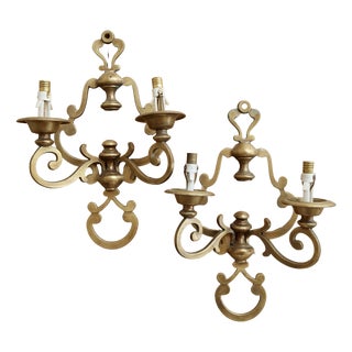 Vintage Brass Wall Sconces, 1970s, Set of 2 For Sale