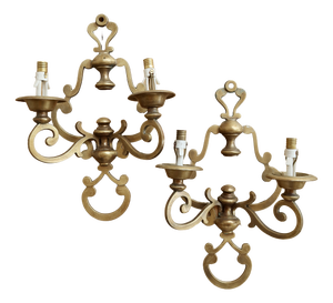 Vintage Brass Wall Sconces, 1970s, Set of 2