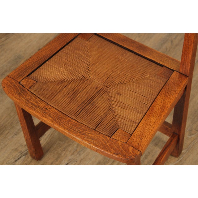 Wood Antique Stickley Brothers Mission Oak Rush Seat Side Chair For Sale - Image 7 of 12