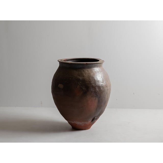 Brown Japanese Antique Large Pottery Vase Late 19th–early 20th Century / Wabi Sabi / For Sale - Image 8 of 18