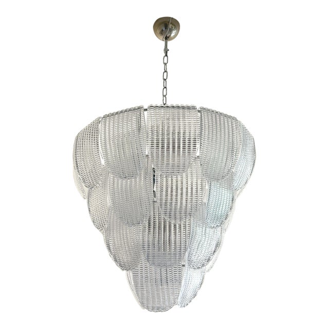 Contemporary Diamanted Trasparent “Petals” Murano Glass Chandelier by Simoeng For Sale