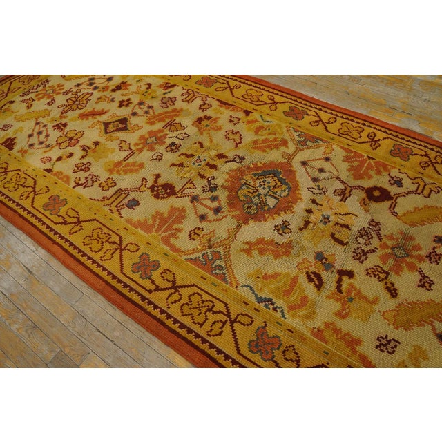1930s Ivory Yellow Geometric Antique Donegal Arts & Crafts Rug 4'6" X 9' Handknotted Wool Carpet For Sale - Image 4 of 6