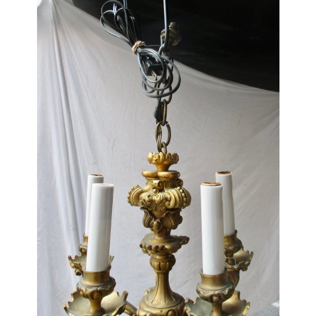 Gothic Bronze 5 Arm Chandelier For Sale - Image 4 of 12