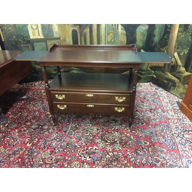 Brown Vintage Server, Ethan Allen Serving Cart For Sale - Image 8 of 12