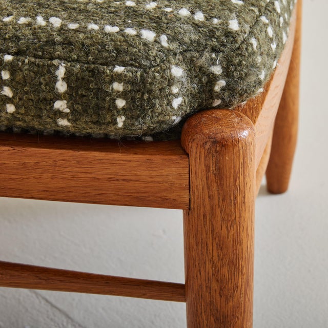 Danish Modern Oak Stool in Forest Green Wool, 1960s - 2 Available For Sale In Chicago - Image 6 of 7
