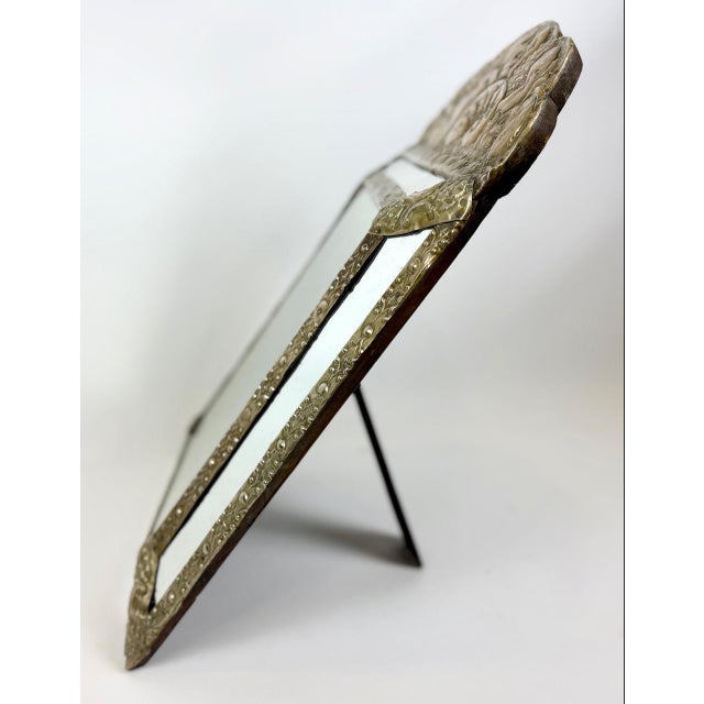 Antique Repousse Faceted Vanity Mirror, 1890s For Sale - Image 6 of 13
