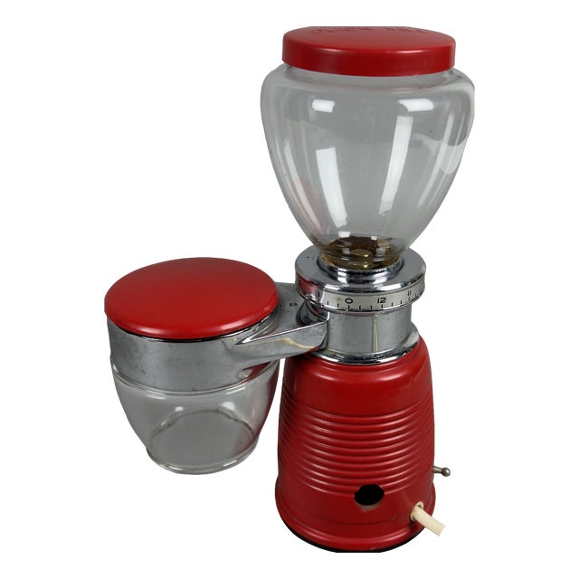 Red Electric Glass Coffee Grinder from Quick Mill, 1960s For Sale