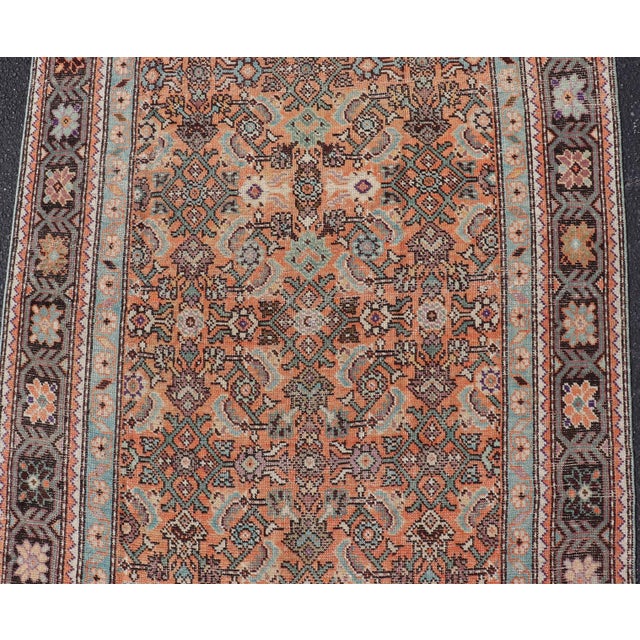 Early 20th Century Antique Persian Runner in Herati Design 3' 10" X 12' For Sale - Image 5 of 9