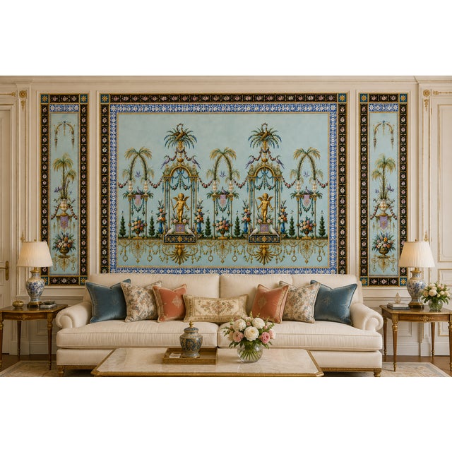 French Atelier Aria Lumae Palais De Versailles Arabesque Neoclassical Complete Four Piece Salon Panel Ensemble For Sale - Image 3 of 18