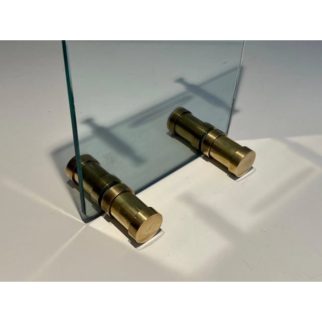 Mid-Century Modern Glass and Brass Design Fireplace Tools - 5 Pieces For Sale - Image 3 of 13