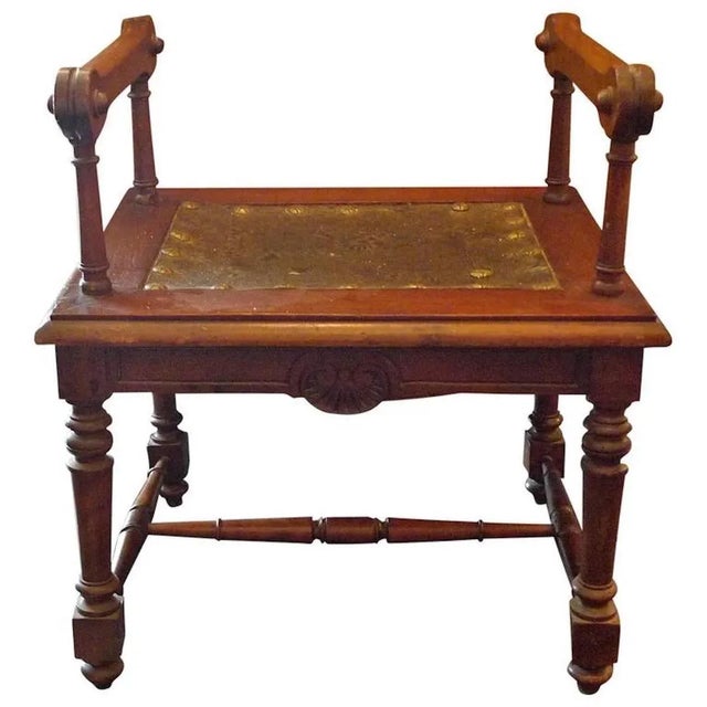 19th Century French Carved and Stained Walnut Stool. For Sale - Image 12 of 12