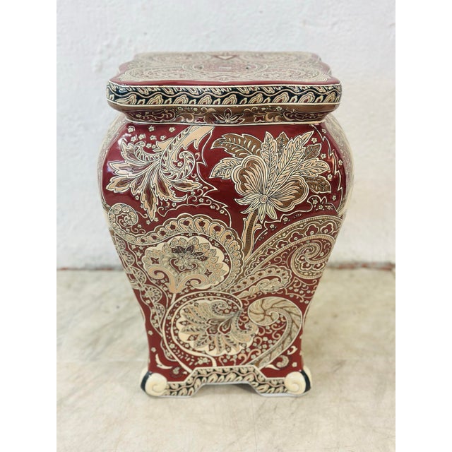 1980s Vintage Chinoiserie Ceramic Garden Stool For Sale - Image 5 of 9