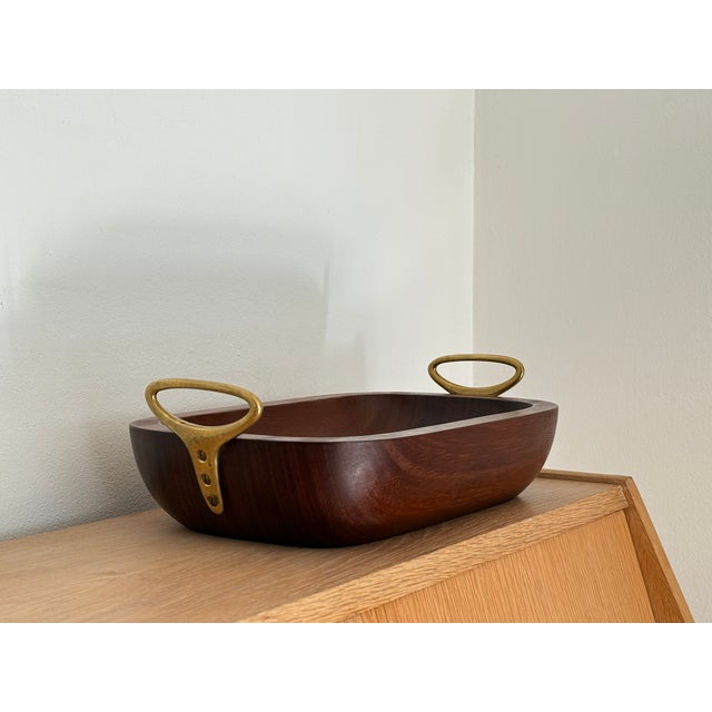1960s Vintage Wooden Brass Bowl by Carl Auböck for Werkstätte, Vienna, 1960s For Sale - Image 5 of 5