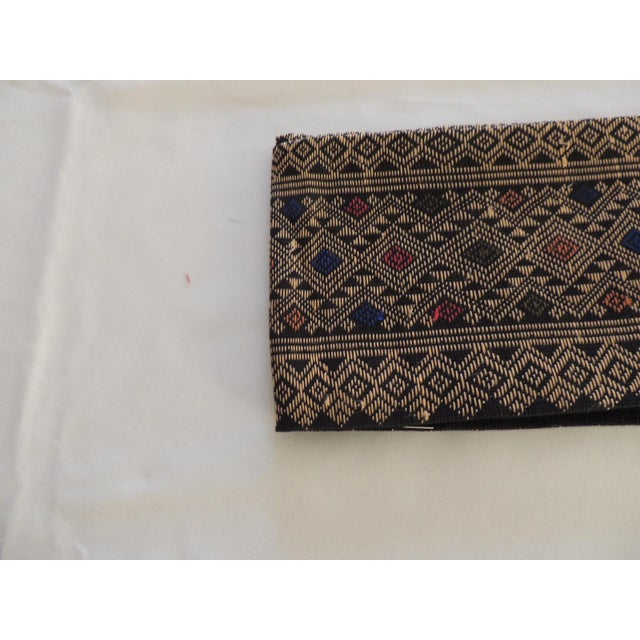 Boho Chic Vintage Gold and Red Woven Silk Trim From Laos For Sale - Image 3 of 4