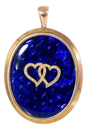 Late 19th Century Huge Double Heart Pendant Antique Victorian 10k Gold Seed Pearls Fine Jewelry