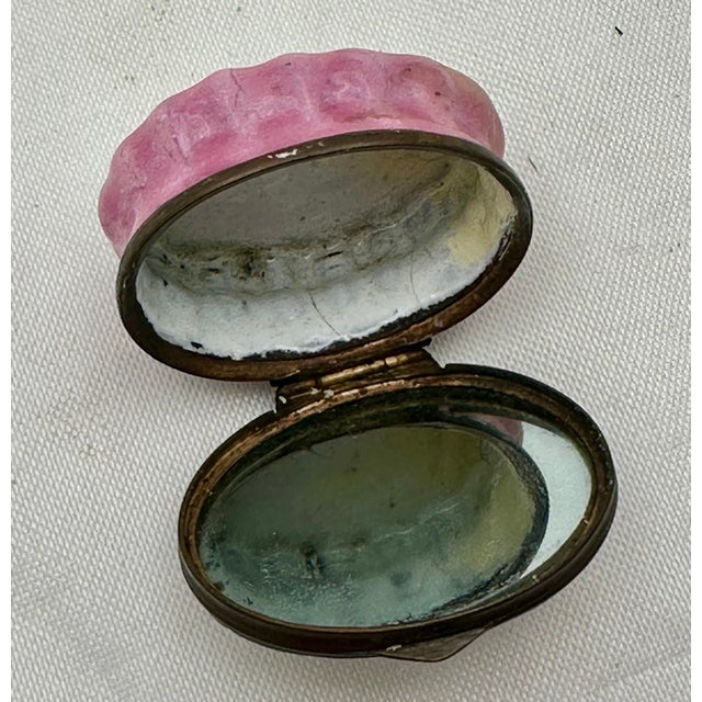 Bright Pink C 1790 Battersea Bilston Enamel “Think of Me Tho Many Miles Away” - Motto Patch For Sale - Image 8 of 11