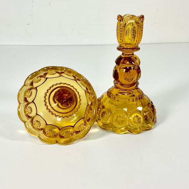 Antique Art Deco Boho Chic Hollywood Regency Depression Era Amber Starbust Candle Holders - A Pair For Sale - Image 11 of 11
