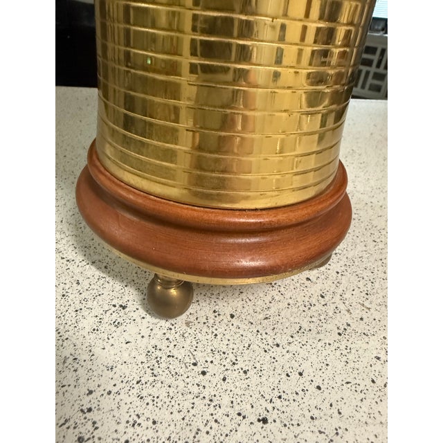 1970s Unique Brass Antique Jar Table Lamp With Shade For Sale - Image 5 of 10