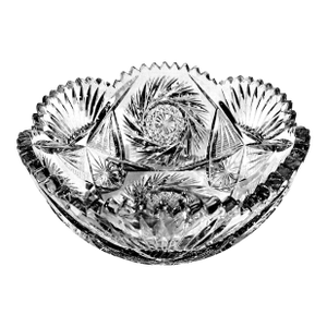 Early 20th Century American Brilliant Period Cut Crystal Glass Bowl 9" Diameter