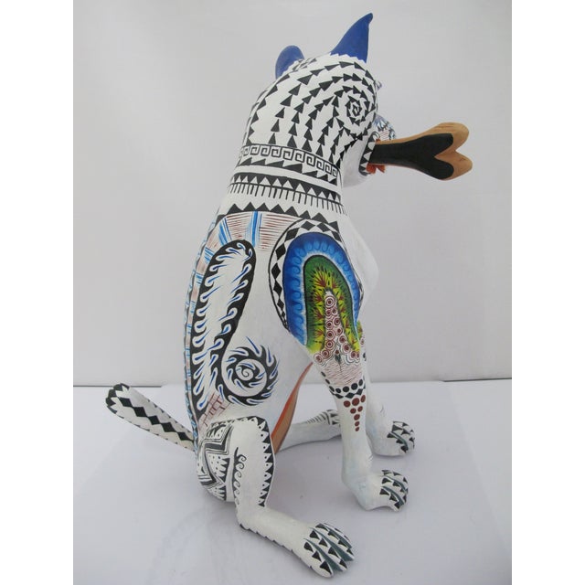 Wood Alebrije Carved Wood Zapotec Bull Dog With Bone Oaxaca Mexico Folk Art Sculpture For Sale - Image 7 of 16