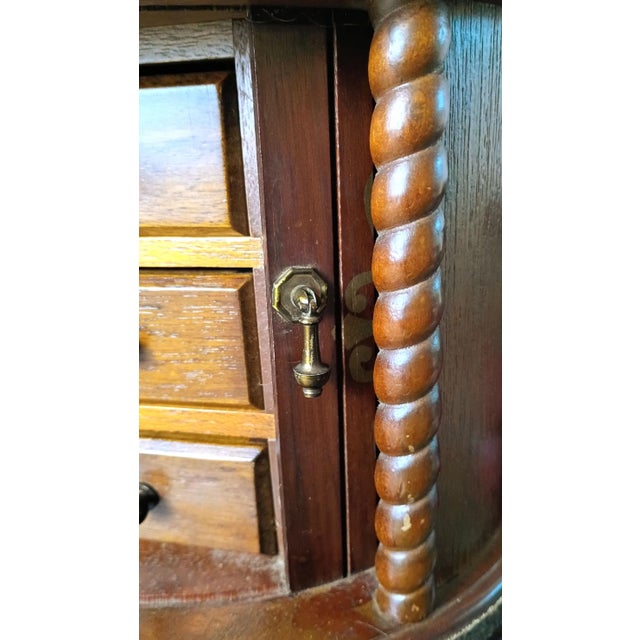 1960s Jewelry Armoire Box With Drawers Whimsigoth Tambour Keepsake Chest Vanity Top Dressing Table Dark Academia Victorian Gothic Revival Decor For Sale - Image 15 of 16