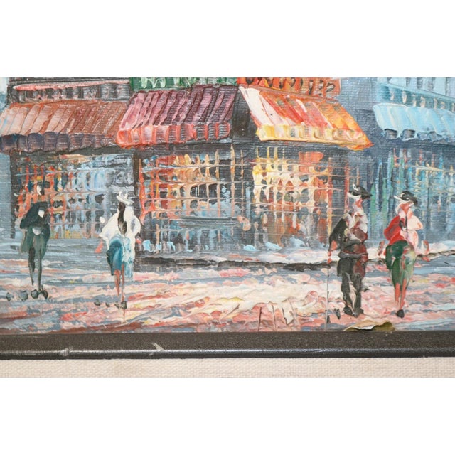 Paint Quality Vintage Original Oil on Board Figural Cityscape Expressionism Painting For Sale - Image 7 of 10