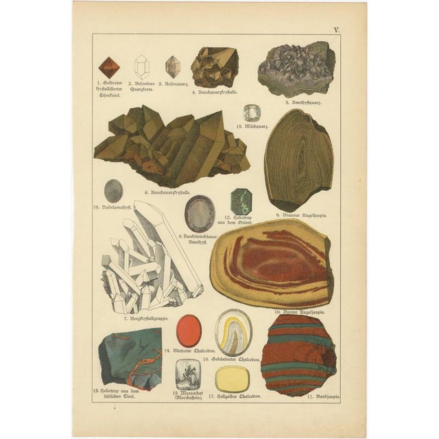 Dr. Gustav Adolph Kenngott, Mineralogy Quartz, Agate & Tourmaline, 1888, Chromolithographs, Set of 3 For Sale - Image 3 of 13