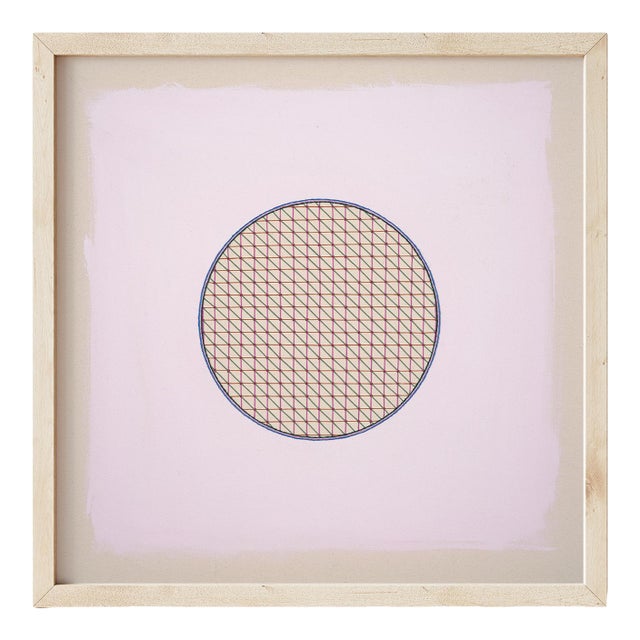 Pastel Lavender-Pink Abstract Minimal Circle Art Print by Emily Keating Snyder | 20 X 20 Print in Wood Frame For Sale