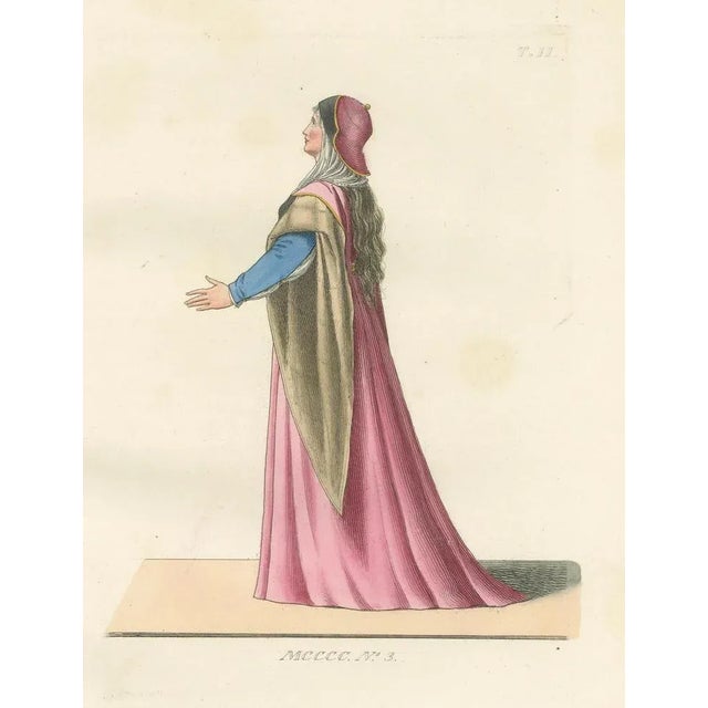 Medieval Woman in Pink and Gold Cape, 1845, Paper For Sale - Image 4 of 10