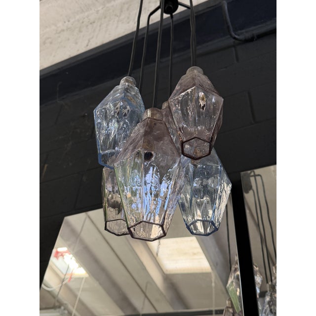Venini Large Polyhedron 6-Light Chandelier by Carlo Scarpa for Venini, 1950 For Sale - Image 4 of 12