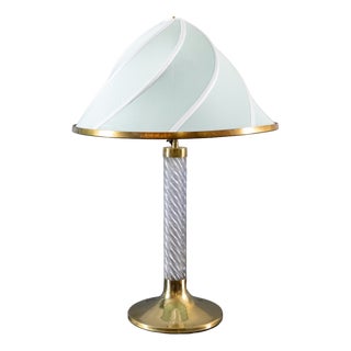 Acrylic Glass and Brass Table Lamp, 1980s For Sale