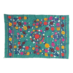 Late 20th Century Suzani Style Floral Earthy Tone Textile
