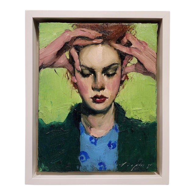 Malcolm Liepke -Young Girl in Deep Meditation -Oil Painting For Sale