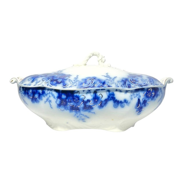 1910s Antique Johnson Brothers “Peach” Ceramic Vegetable Serving Bowl & Lid For Sale