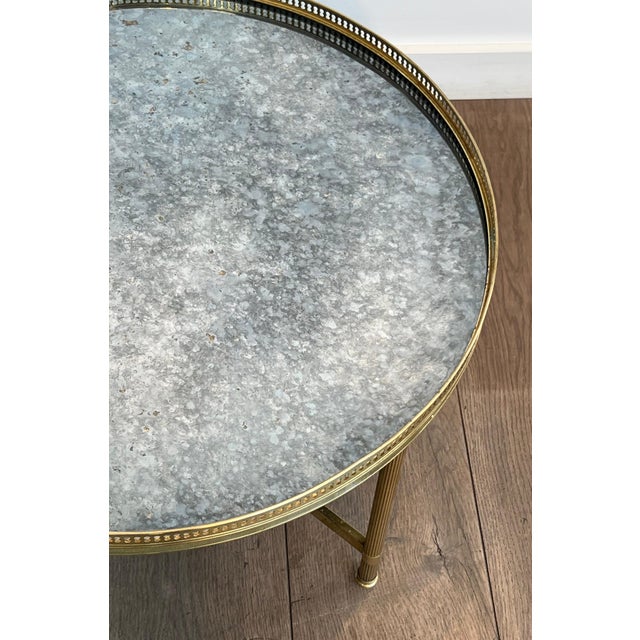 Brass 1940s Faux-Antiques Coffee Table with Mirrored Top by Maison Bagués For Sale - Image 8 of 12