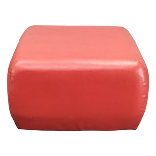 1980s Italian Postmodern Red Faux Leather Pouf Ottoman For Sale