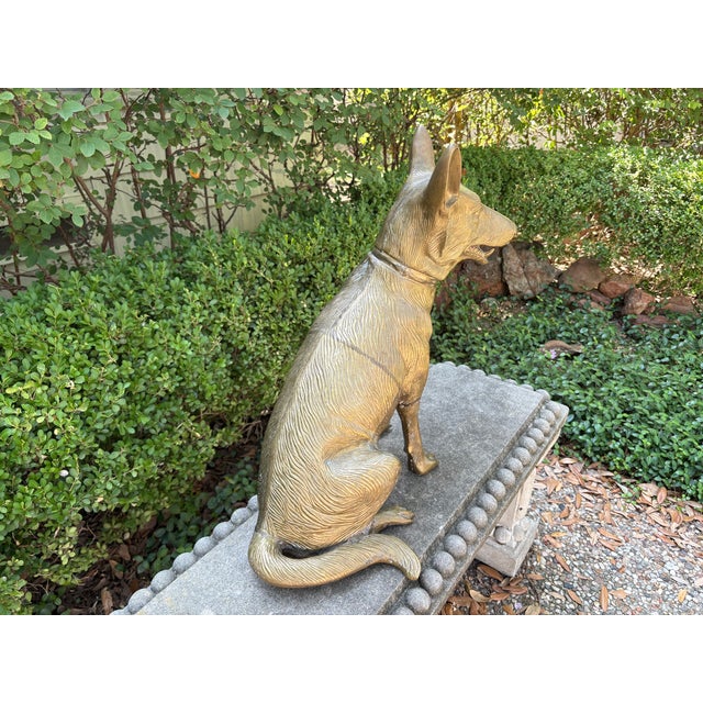 1960s Hollywood Regency Brass German Shepherd For Sale - Image 10 of 13
