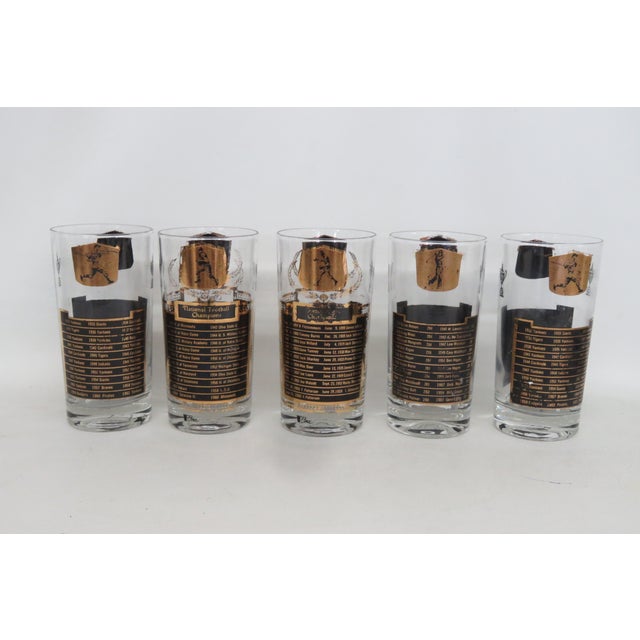 Mid 20th Century Cera All Time Greats 5pc Set Highball Cocktail Glasses Black With 22k Gold 4994b For Sale - Image 5 of 18
