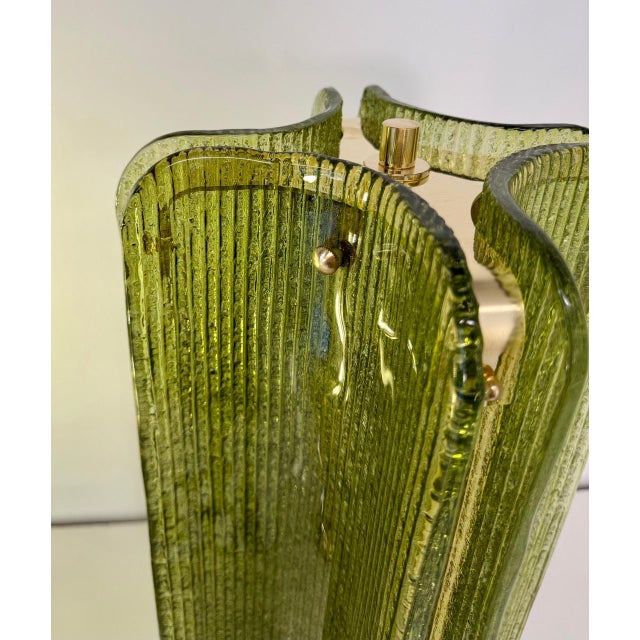 Murano Glass Table Lamps in Ribbed Green Glass and Brass, 2000s, Set of 2 For Sale - Image 14 of 18