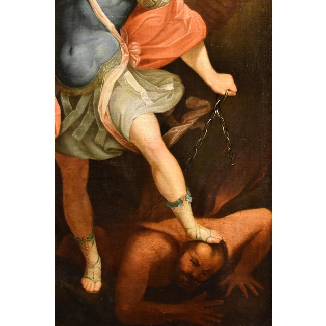 Guido Reni, Archangel Michael, 1600s-1700s, Oil on Canvas For Sale - Image 4 of 15