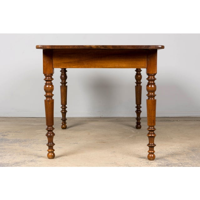 Mid-19th Century French Louis Philippe Walnut Writing Table With Three Drawers For Sale - Image 11 of 18