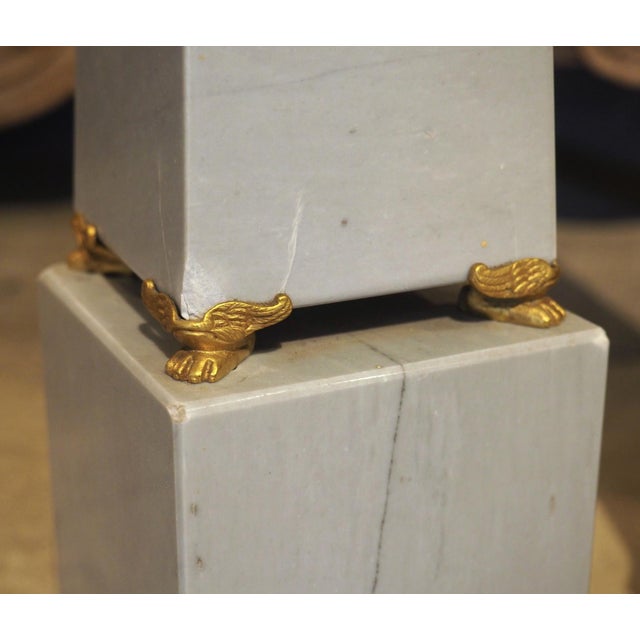 Pair of French Empire Style Blue Turquin Marble Obelisks, Early 1900s For Sale - Image 13 of 18