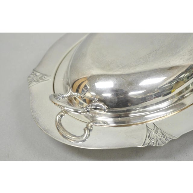 Vintage Victor Sp Co Art Deco Silver Plated Covered Vegetable Serving Dish For Sale - Image 4 of 11