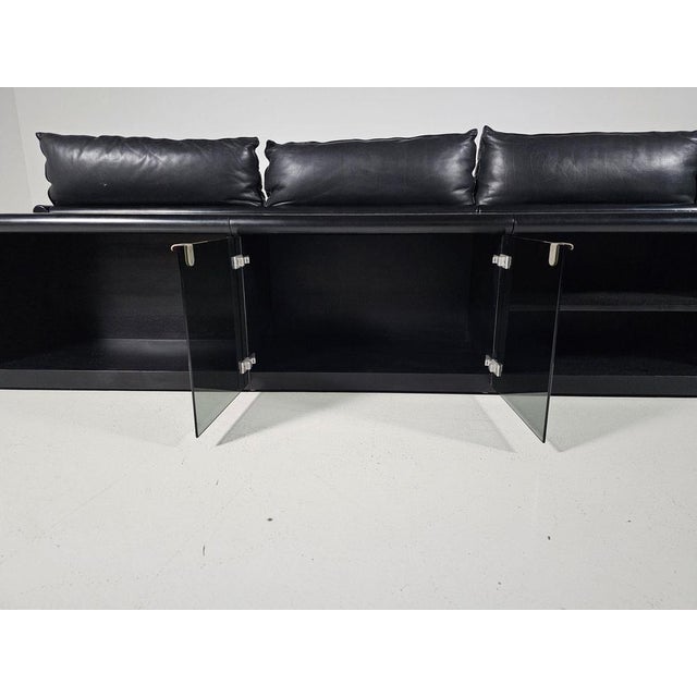 Down Sofa in Black Leather by Carlo Bartoli for Rossi di Albizzate, 1970s, Set of 2 For Sale - Image 13 of 14
