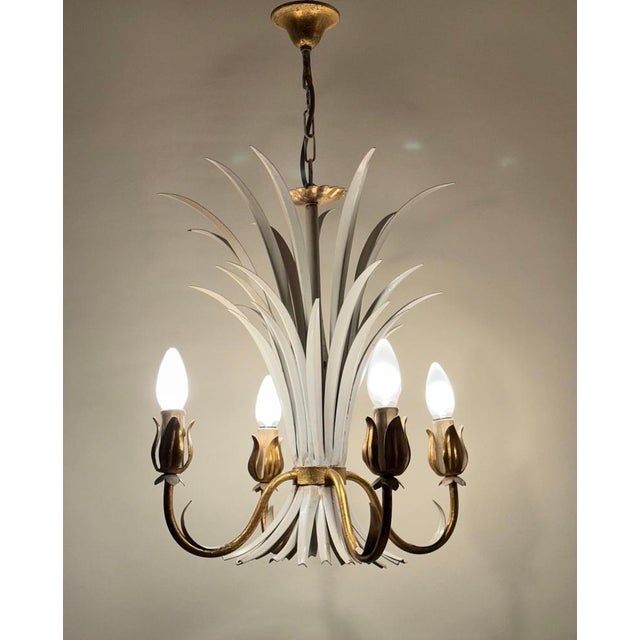 Hollywood Regency Leaf Chandelier in White and Gold from Hans Kögel, 1960s For Sale - Image 18 of 18