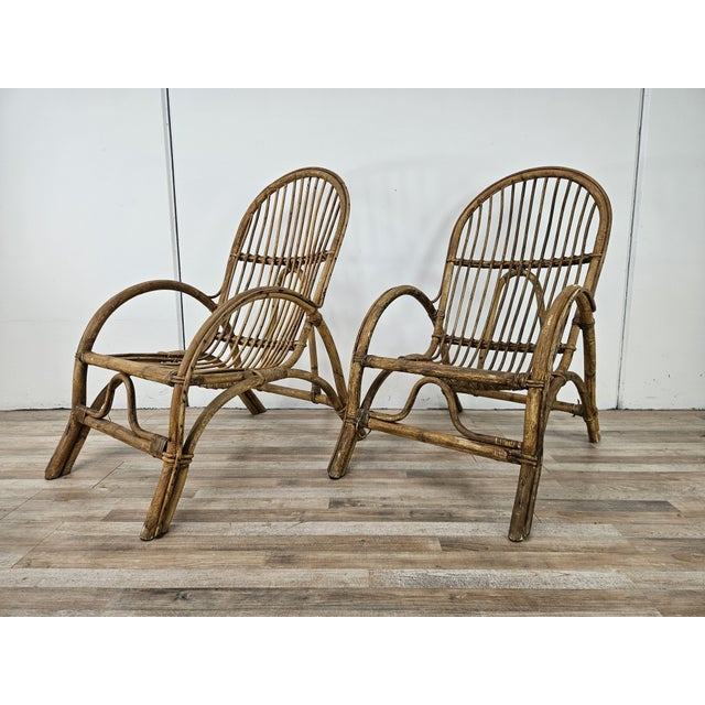 Wood Vintage Wicker Armchairs, 1970, Set of 4 For Sale - Image 7 of 16