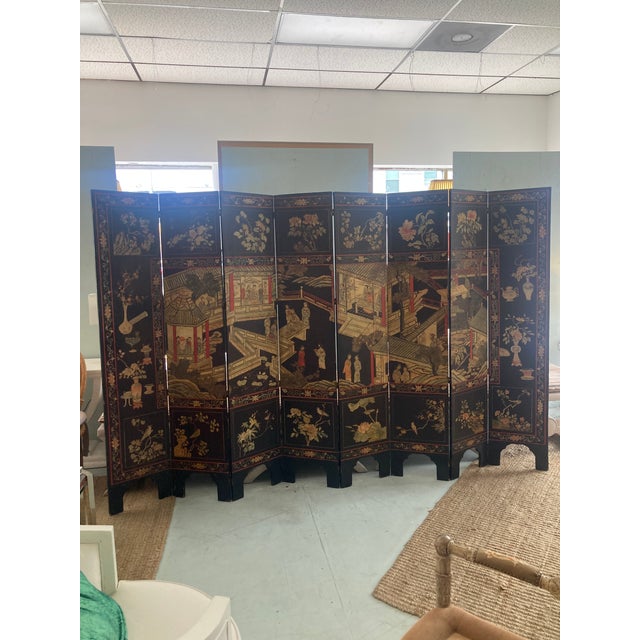 18th Century Coromandel Pagoda 8 Panel Folding Screen For Sale - Image 4 of 14